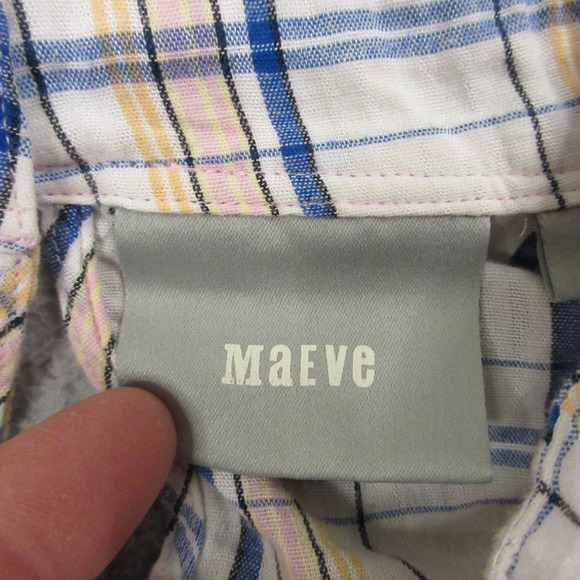 Maeve Anthropologie Plaid Ruffle Tunic Blouse Top size 6 Prairie Peasant - Picture 4 of 11